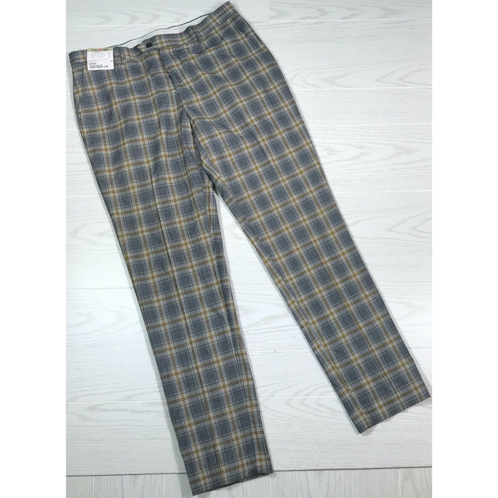 Kent & Park Italy Plaid Golf Pants Men 36x32 Polyester Flat Front Tessuto 150s
